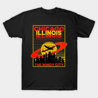 Chicago Illinois The Windy City Mid Century Airplane T-Shirt